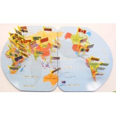 Wooden World Map with Flags Puzzle Wooden World Map with Flags Puzzle
